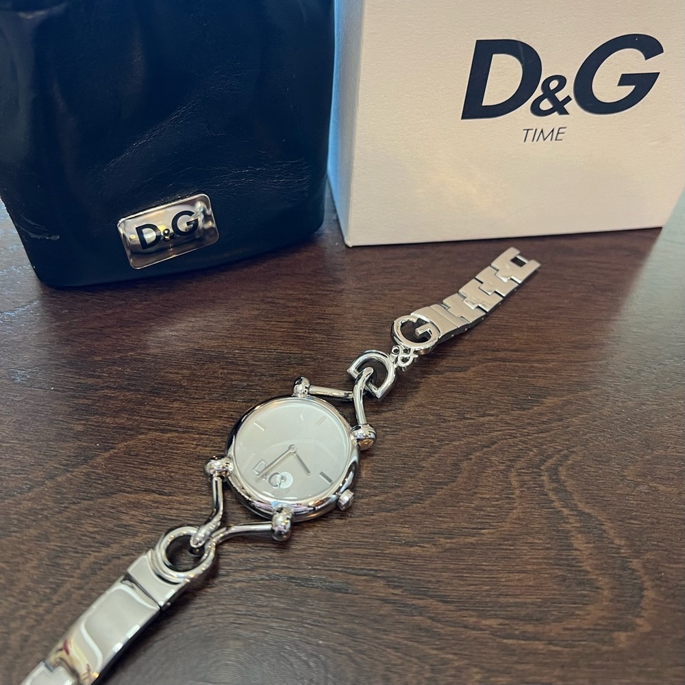 D&G Silver Watch with White Dial Dolce and Gabbana